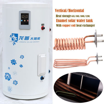 Instalasi Balkon 120L Tangki Air Enamel Tangki Air Penyimpanan Panas Surya Dengan Penukar Panas Koil Tembaga